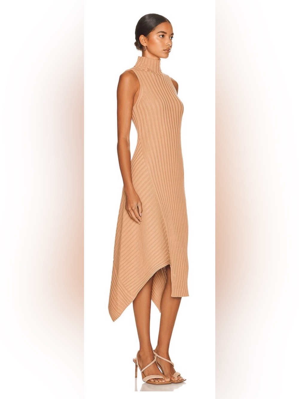 Stella McCartney Sleeveless Ribbed Midi Dress in Camel Beige - Picture 3 of 7